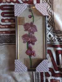 Картина вишита бісером орхідея, ручна робота