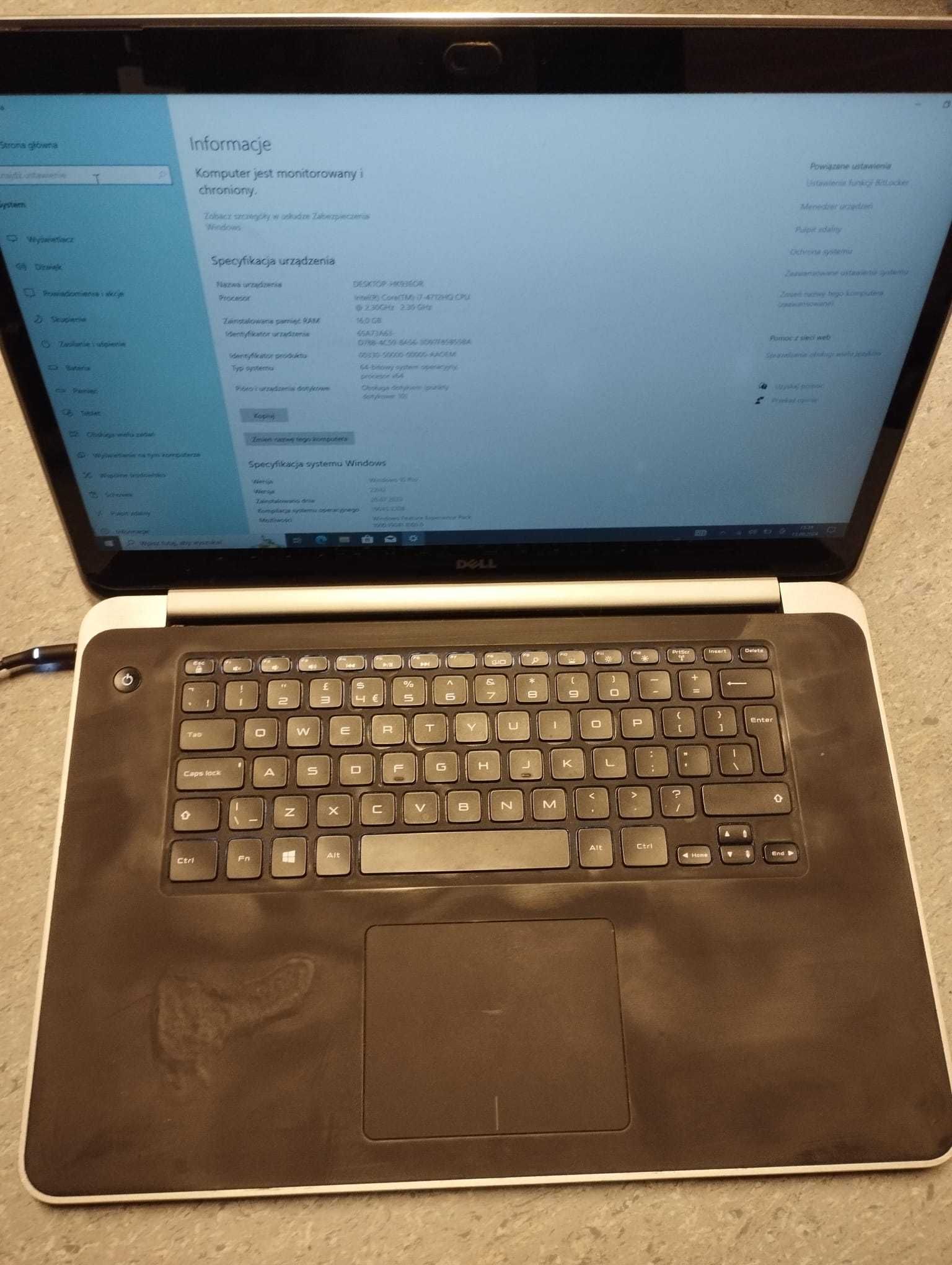 Laptop Dell Precision M3800 Win 10 Pro i7-4 16GB 256GB 15,6" 3k dotyk