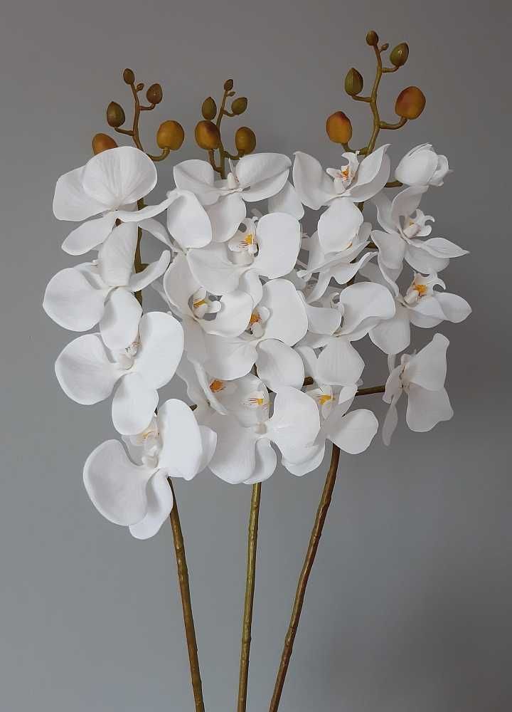 Storczyk sztuczny biały orchidea pojedyncza długa gałązka 90cm