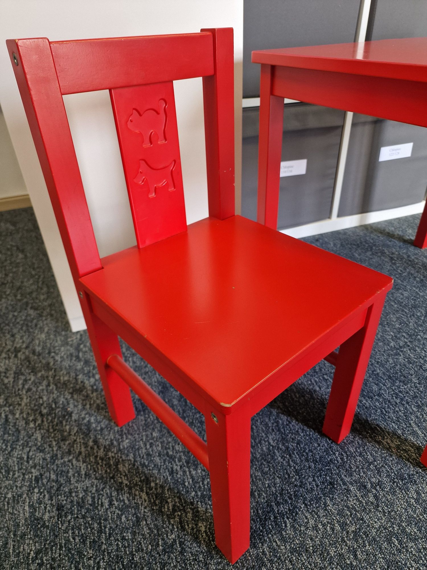 Stolik i krzesełko Ikea kritter czerwony dla dziecka
