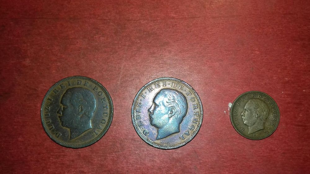 Moedas D Luis conjunto três moedas