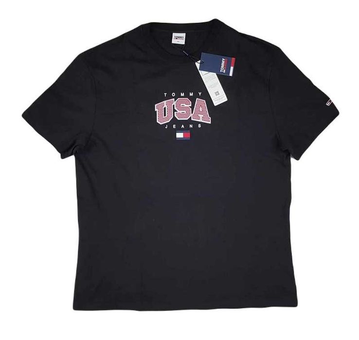 Męska koszulka Tommy Jeans USA T-shirt czarna Hilfiger oryg. nowa -XXL