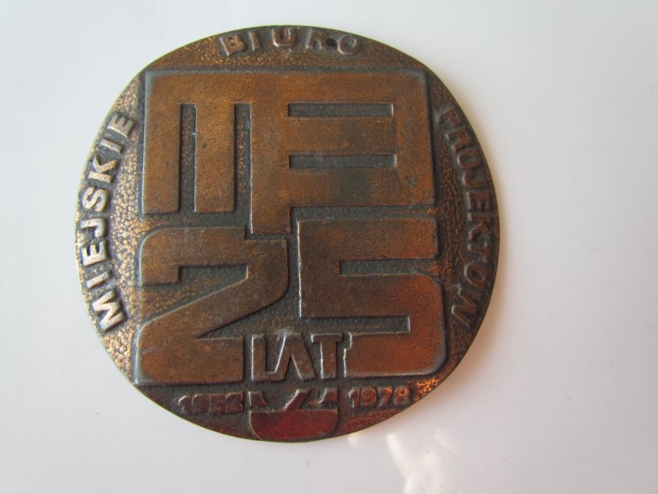 Medal plakieta brąz 25 lat Miejskie Biuro Projektów Łódź 1978