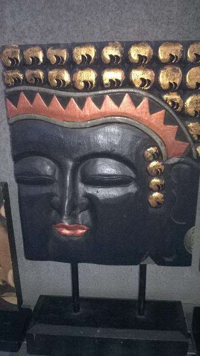 Decoração 3 estatuetas/estátuas Buda em madeira