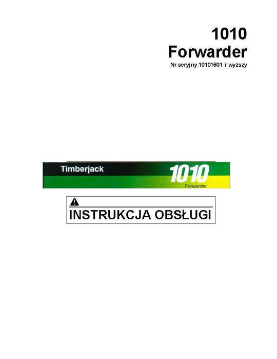 FORWARDER TimberJack 1010 Instrukcja