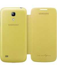 R052 Capa Flip Amarela Original Samsung Galaxy S4 Mini I9190 Novo! ^A