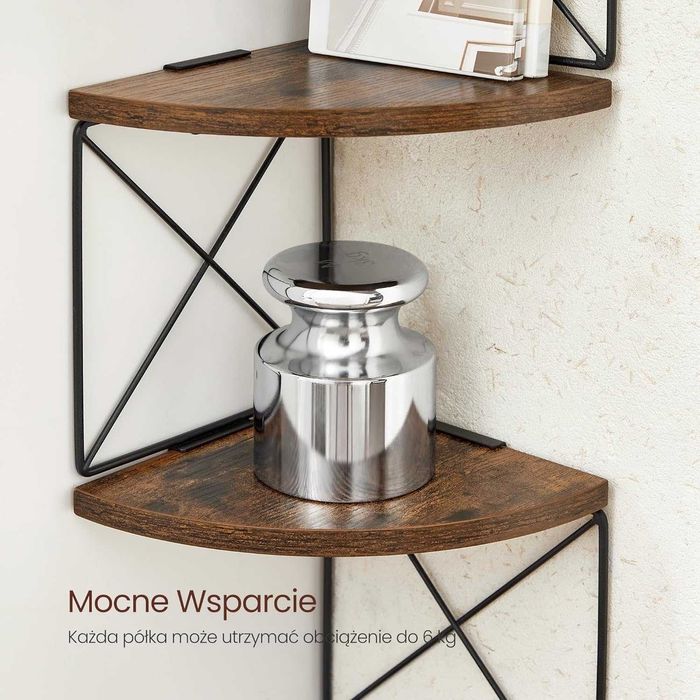 VASAGLE Półka narożna, regał w kształcie zygzaka