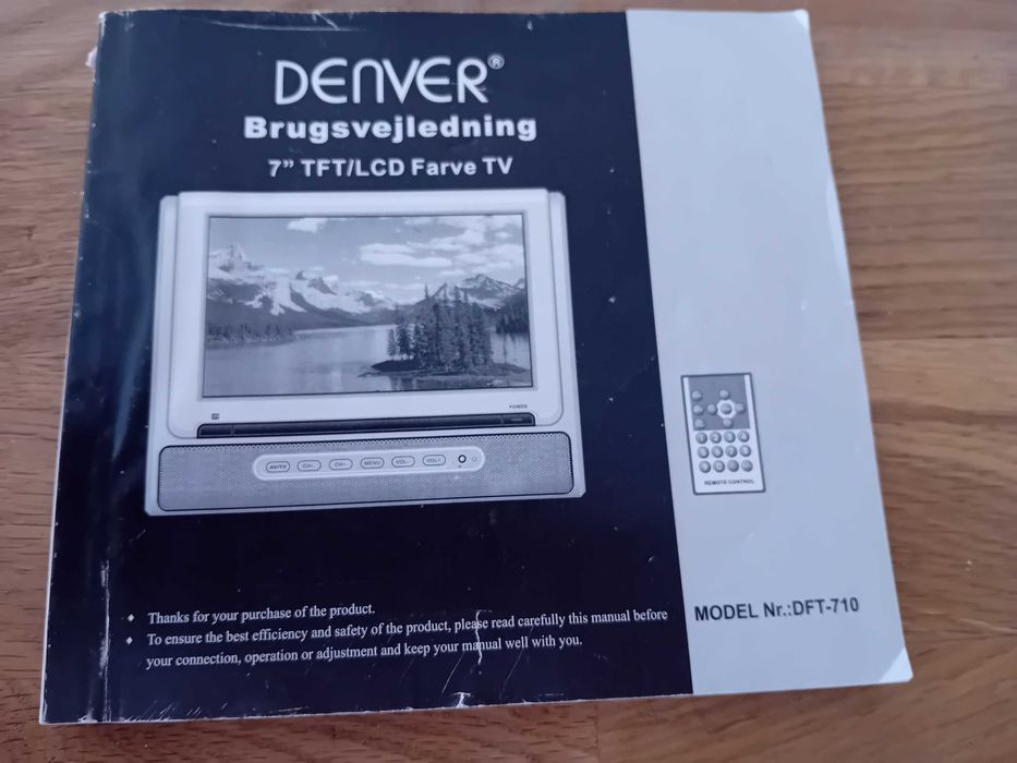 Mini TV Denver DFT-710 7" TFT/LCD a cores – Cabo para carro + Capa