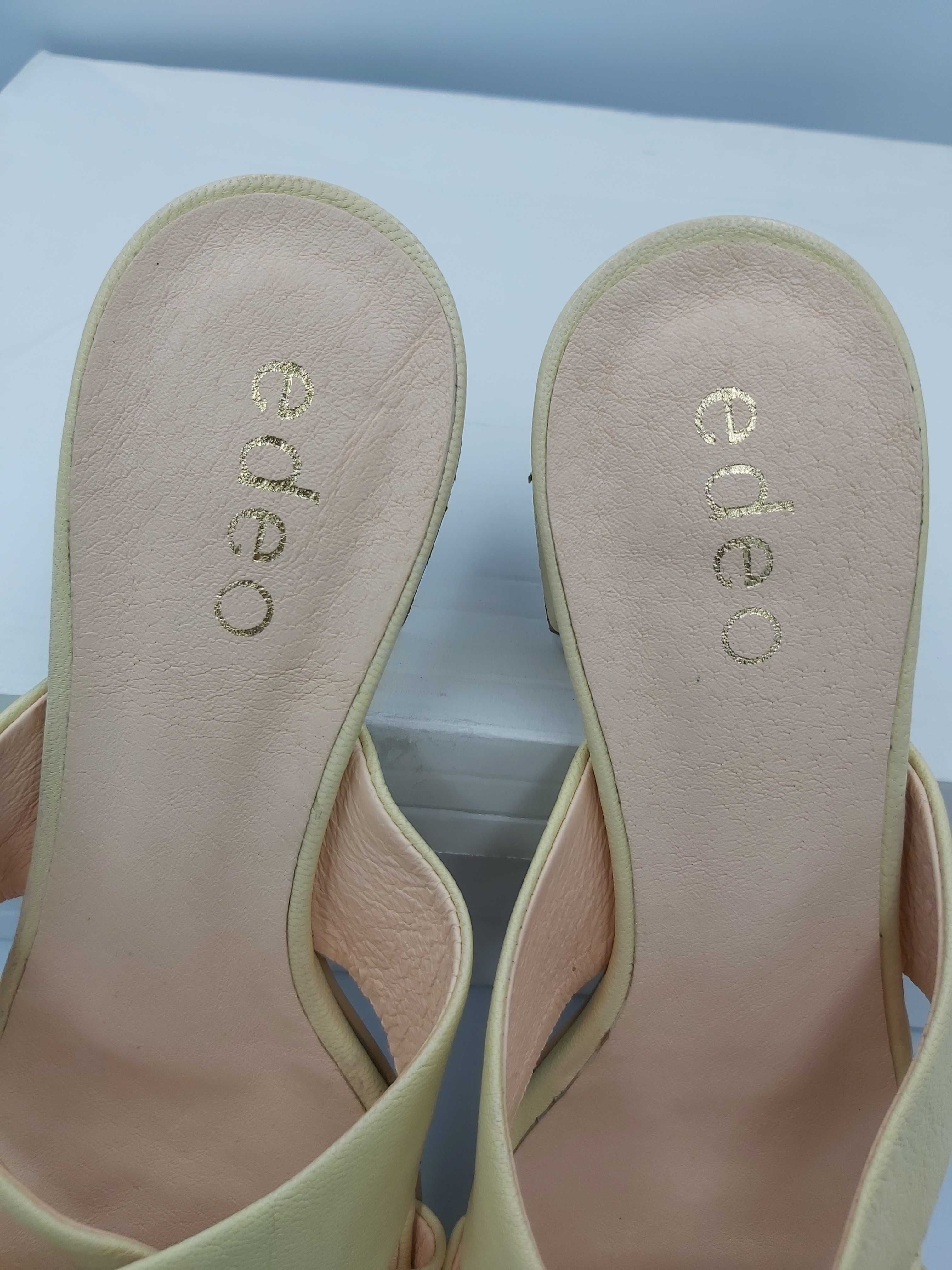 Buty klapki zamszowe edeo cytrynowe skorzane rozmiar 38 żółte