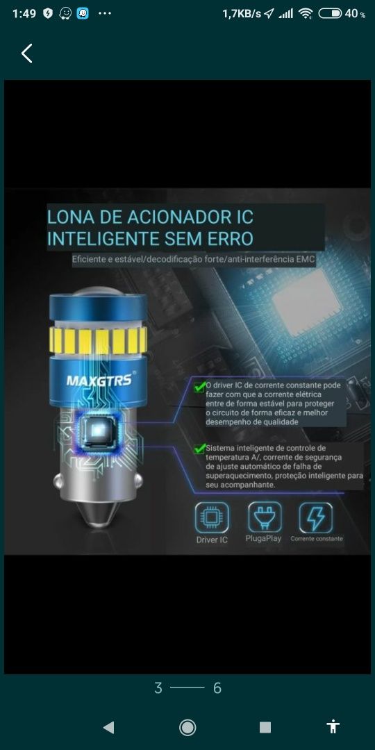 Lâmpadas led h21w para luzes de marcha atrás