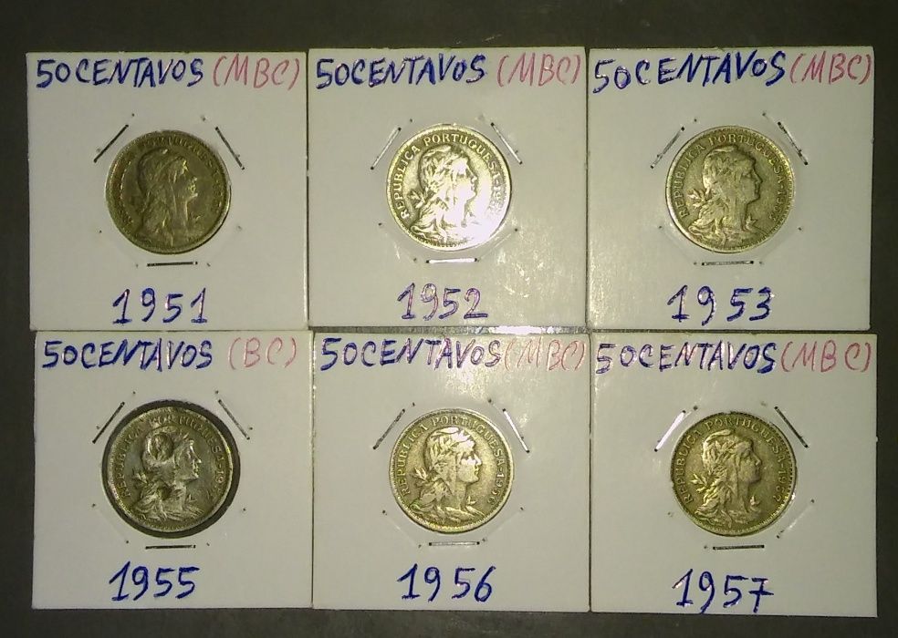 Moedas 50 centavos alpaca coleção completa muito boa