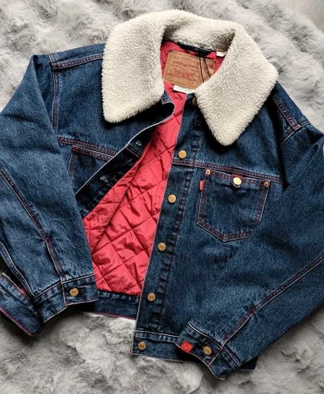 Nowa kurtka jeansowa ocieplana zimowa z futerkiem sherpa trucker M 90s