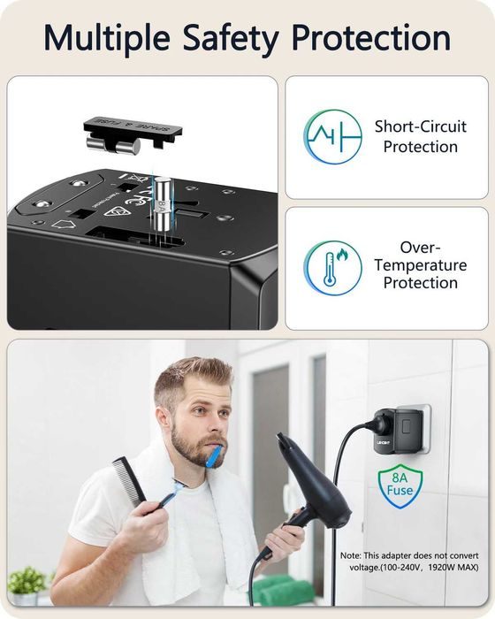 Uniwersalny travel adapter podróżny LENCENT