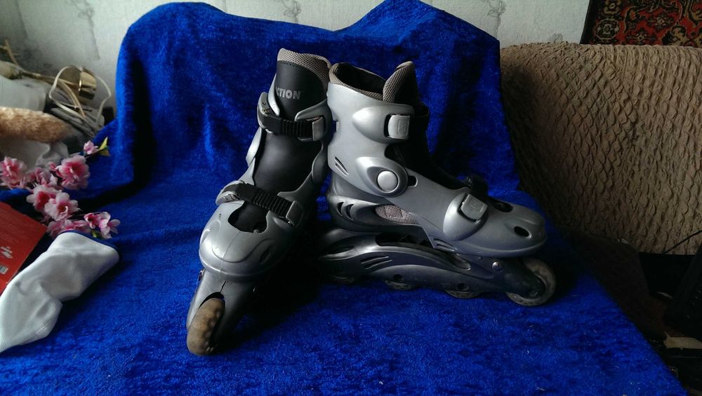 Роликовые коньки, Ролики, квады -ACTION размер L (38-41) Металик