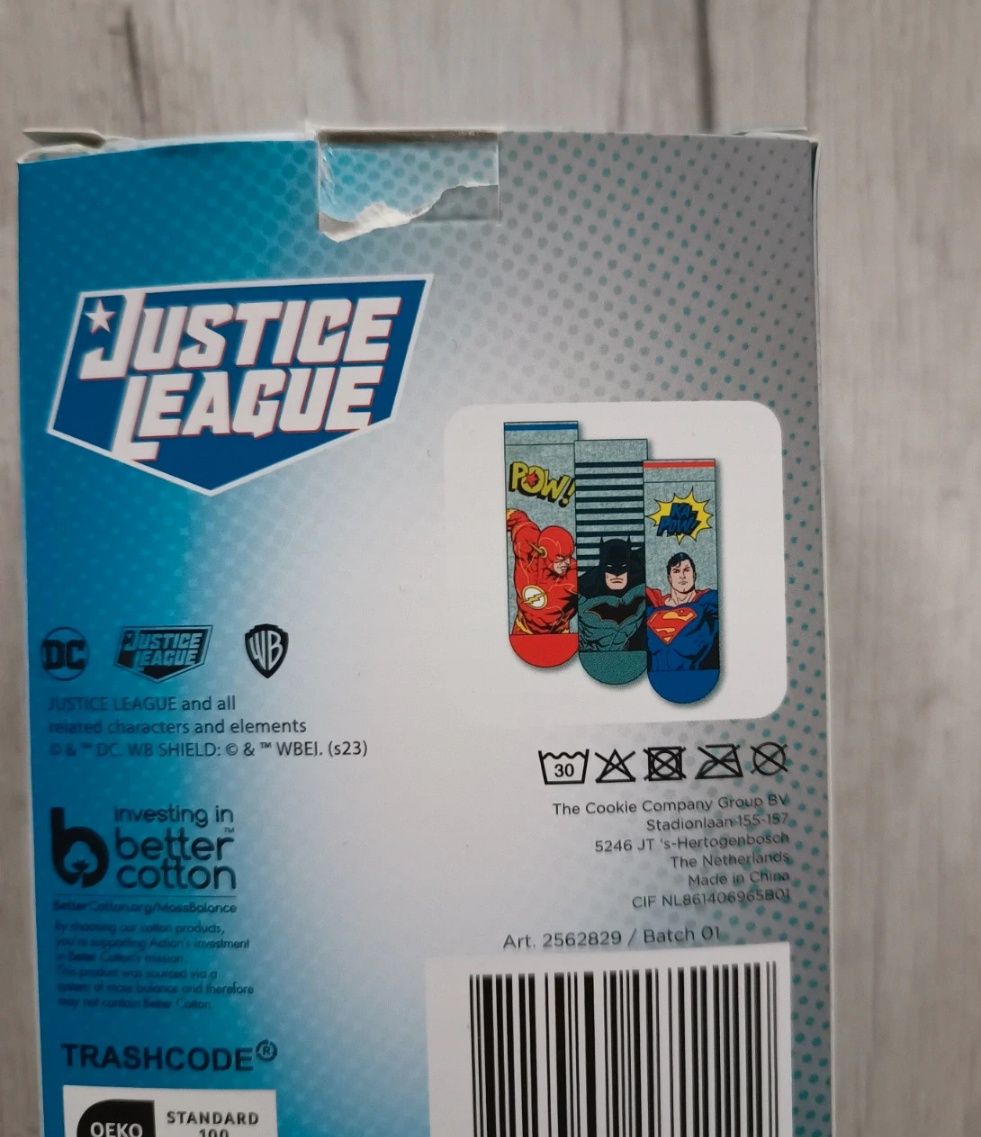 Skarpetki chłopięce Justice League 3 pary nowe r. 27/30