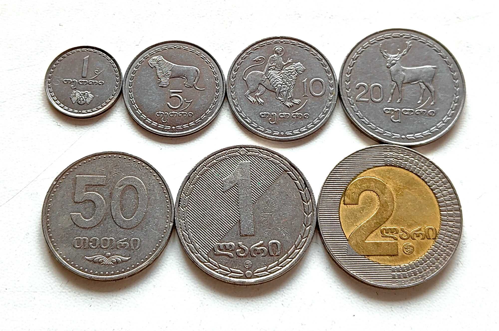 Монеты Грузии (тетри, лари), 7 шт