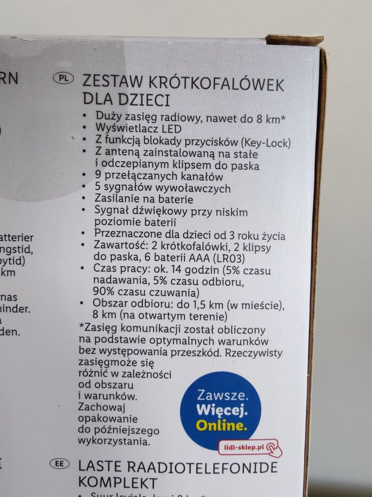 Nowe krótkofalówki dla dzieci różowe Silver Crest walkie talkies