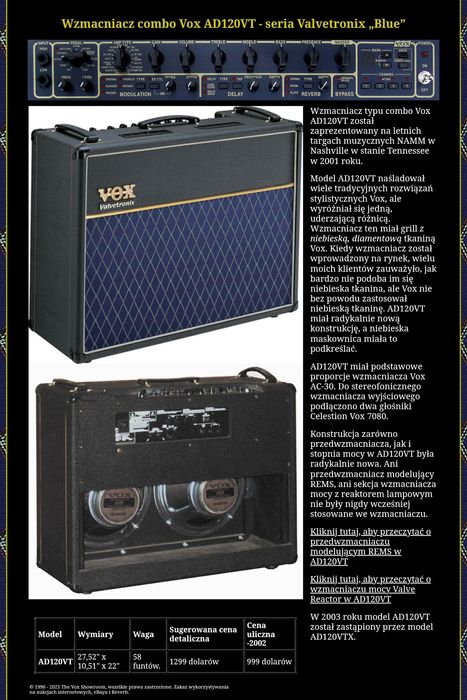 Wzmacniacz gitarowy combo VOX mega moc efekty konkretny piec