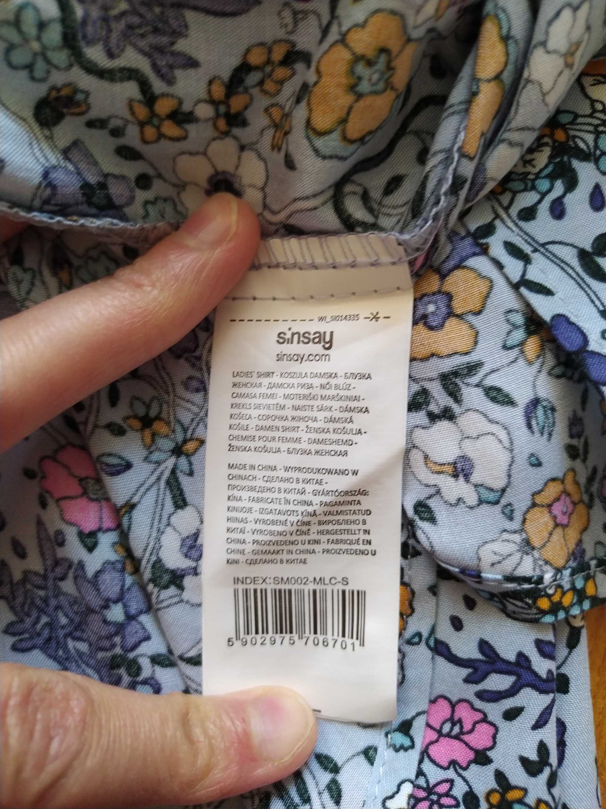 Piękna kwiecista koszula odkryte ramiona niebieska Sinsay Basic S 36