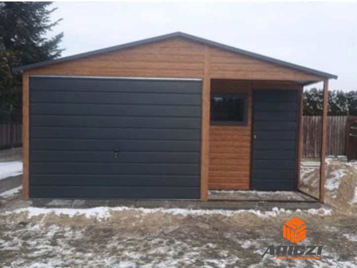 Garaż blaszany 5x5 wiata 200x100 okno