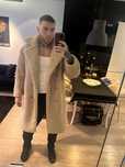Kożuch beżowy długi męski sztuczne futro plaszcz oversize asos design