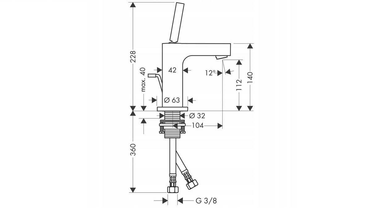 Hansgrohe Axor Citterio 110 bateria umywalkowa wraz z korkiem