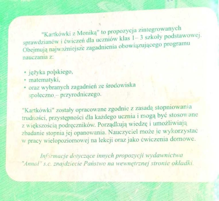 Kartkówki z Moniką sprawdziany klasa 3 polski matematyka środowisko