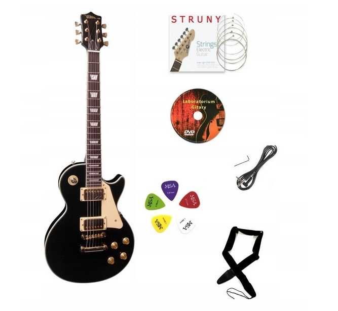 Gitara elektryczna Les Paul wklejany gryf + dodatki