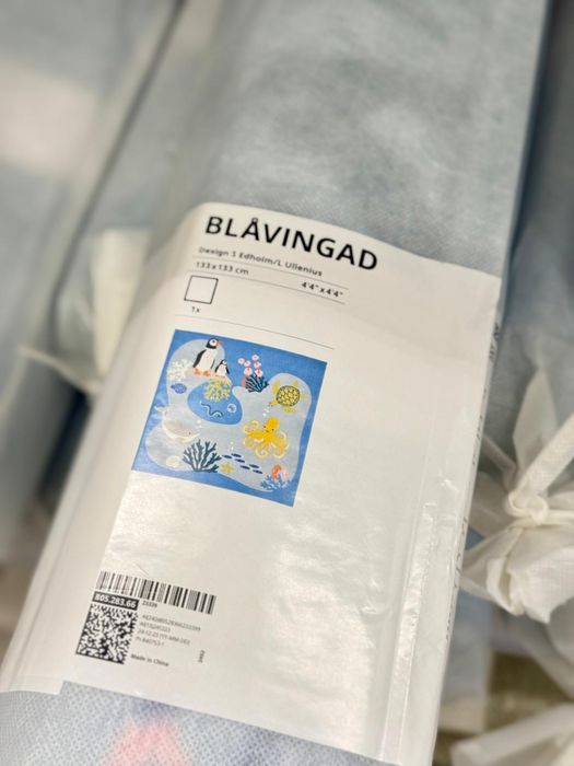 dywan Blavingad Ikea, wzór zwierząt oceanicznych 133 x 133 cm