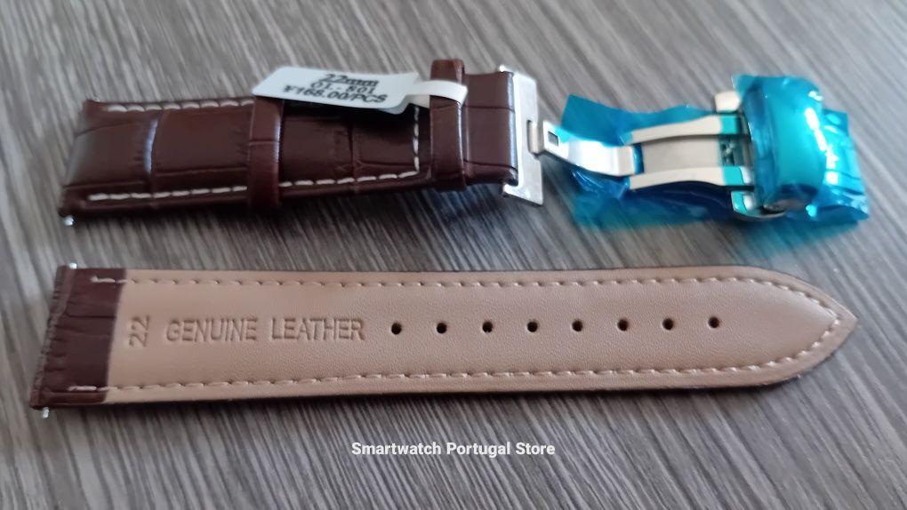 Bracelete em pele, fecho borboleta : Castanha escura