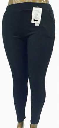 spodnie  legginsy z kieszeniami czarne lekko ocieplane r. 4xl
