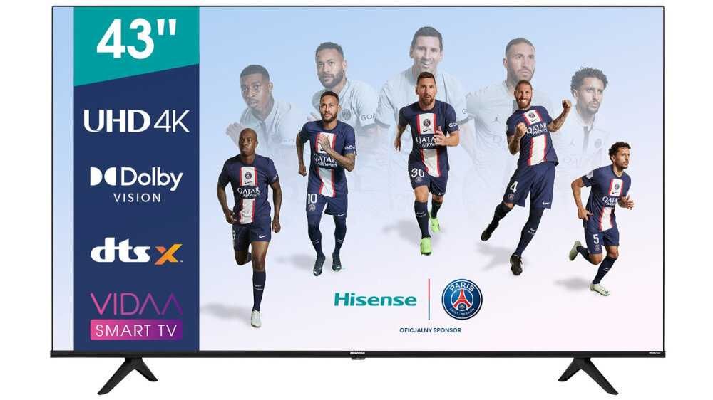Nowy Hisense 43 cale 4K UHD hdr Smart WIFI DVB-T2 HEVC 43A6FG gw12m