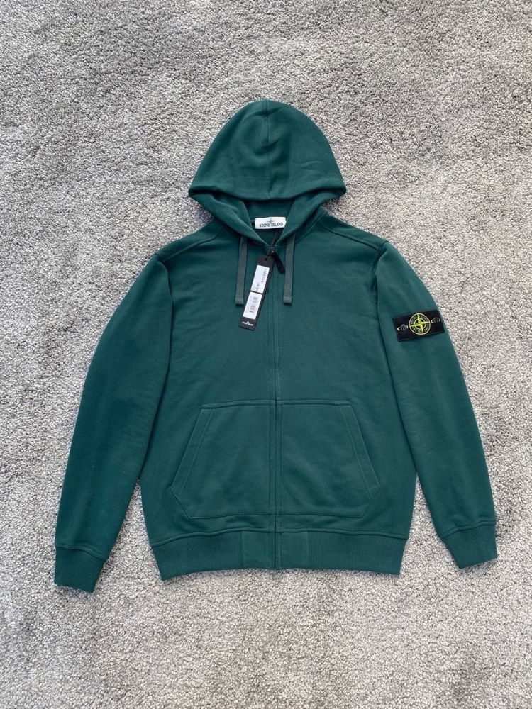 Зіп Худі Stone Island - Темно-зелена Кофта Стон Айленд Світшот Стонік