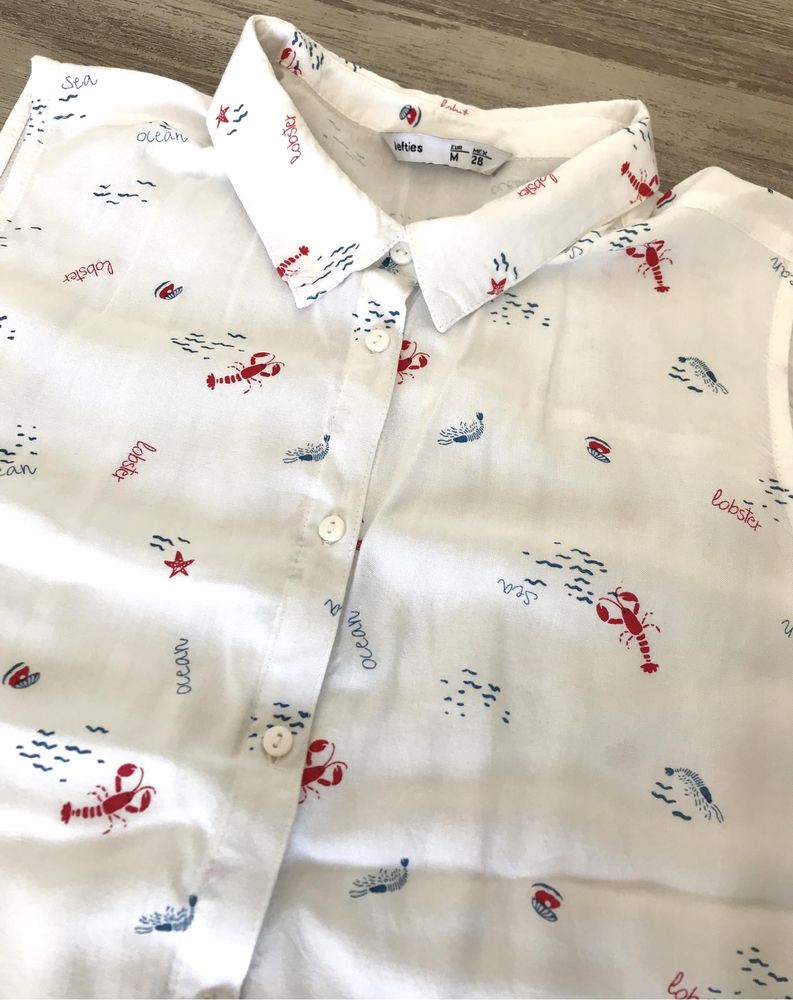 Camisa branca com lagostas (Leftie, tamanho M)