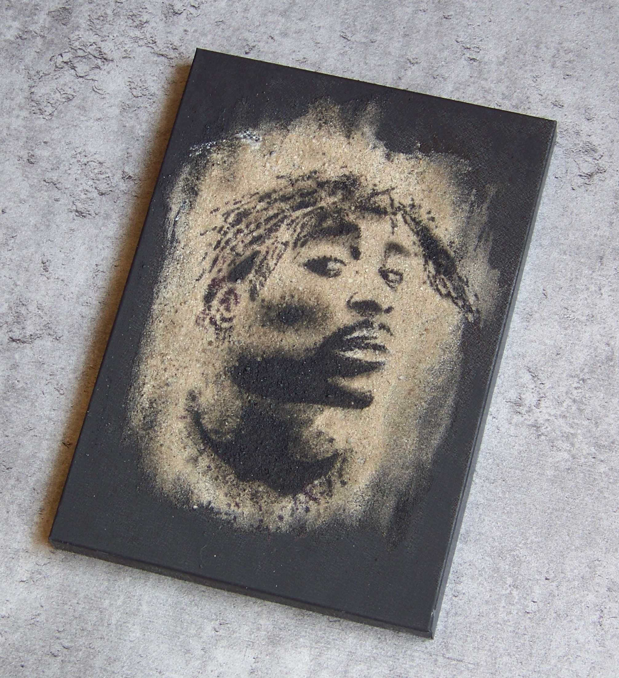 Tupac Unikatowy obraz akrylowy ręcznie malowany na piasku... 2pac