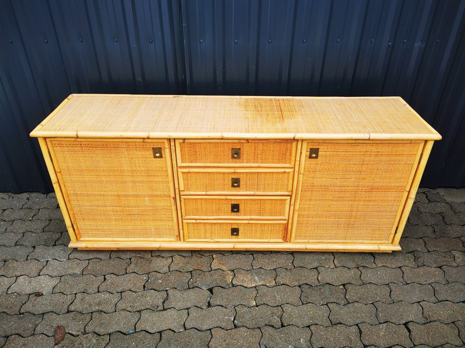 Duża szafka komoda z rattanu 182cm z Niemiec