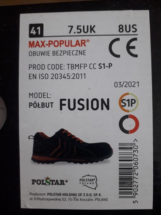 Buty robocze półbuty Polstar POPULAR FUSION S1-P SRA - BMFP