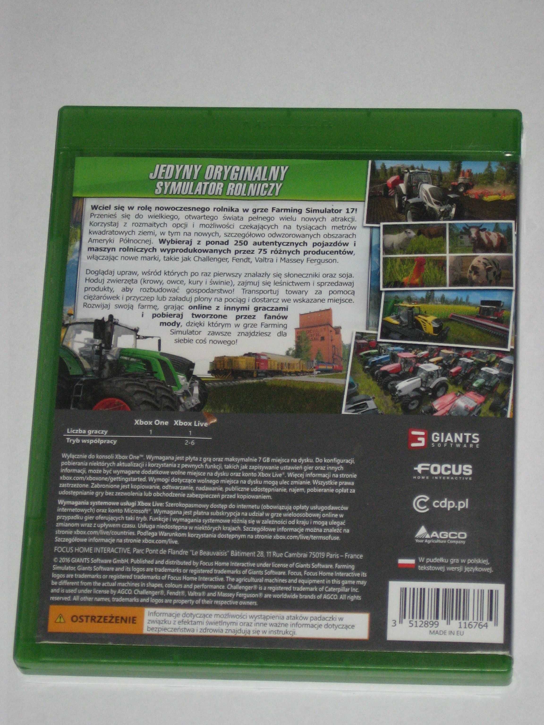 Farming Simulator 17 Xbox One PL po polsku! jak  NOWA!