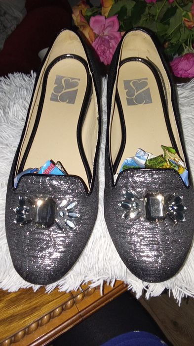 Srebrno czarne baleriny 43/44