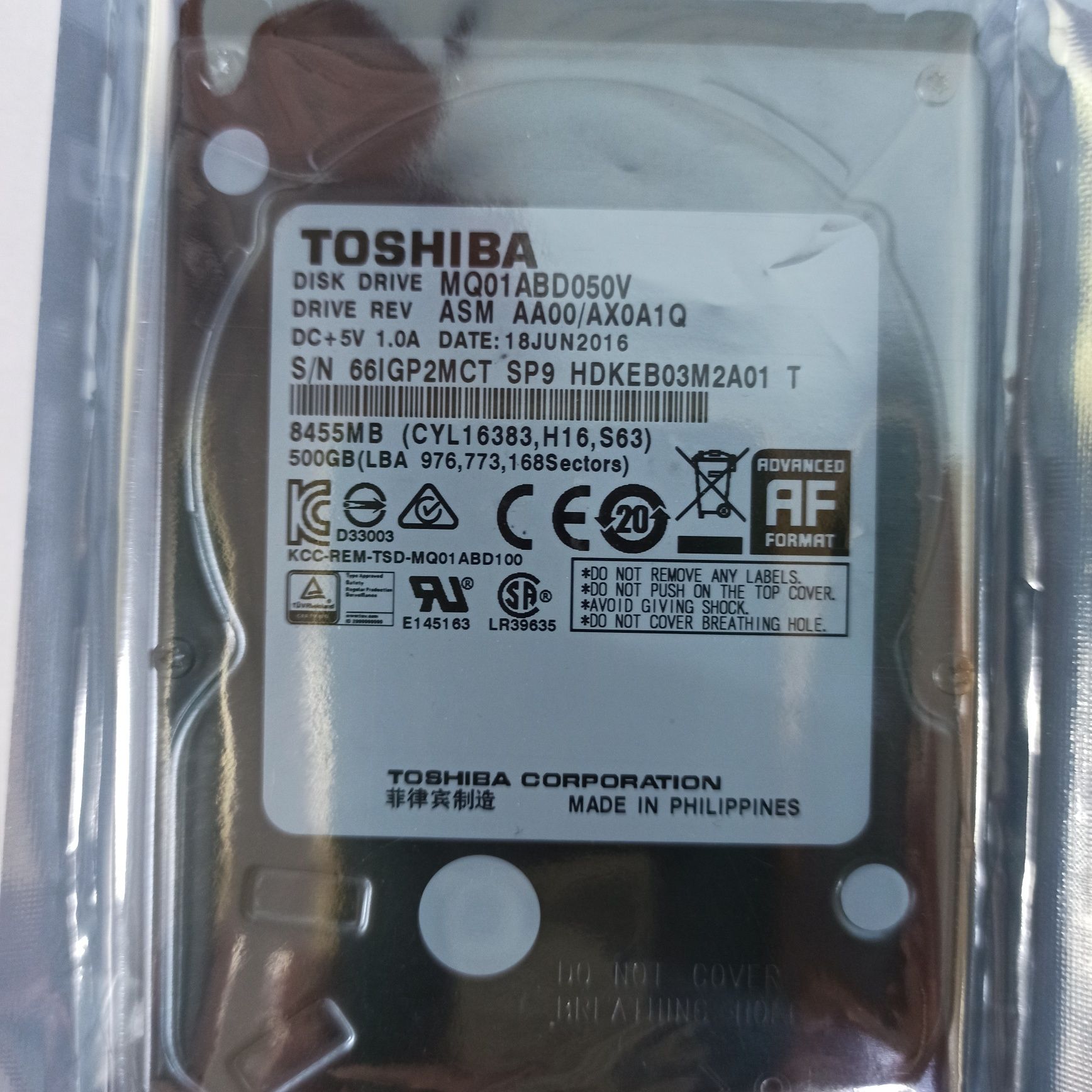 Жорсткий диск, HDD 500Gb Toshiba (MQ01ABD050V)