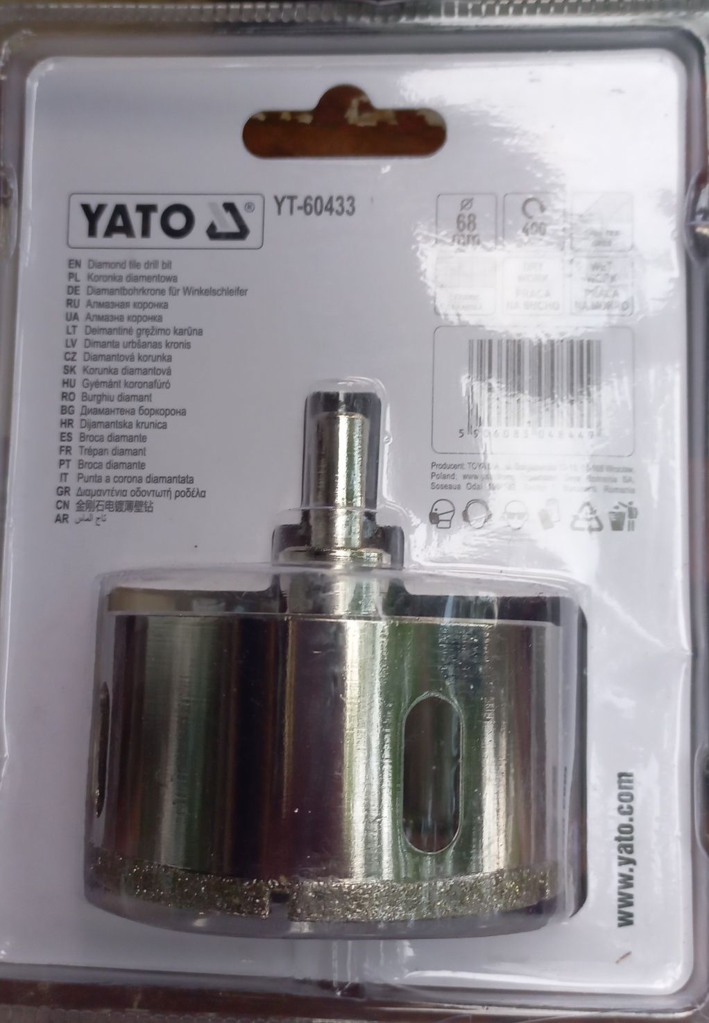 Алмазна коронка YATO YT-60433 68 мм — нова