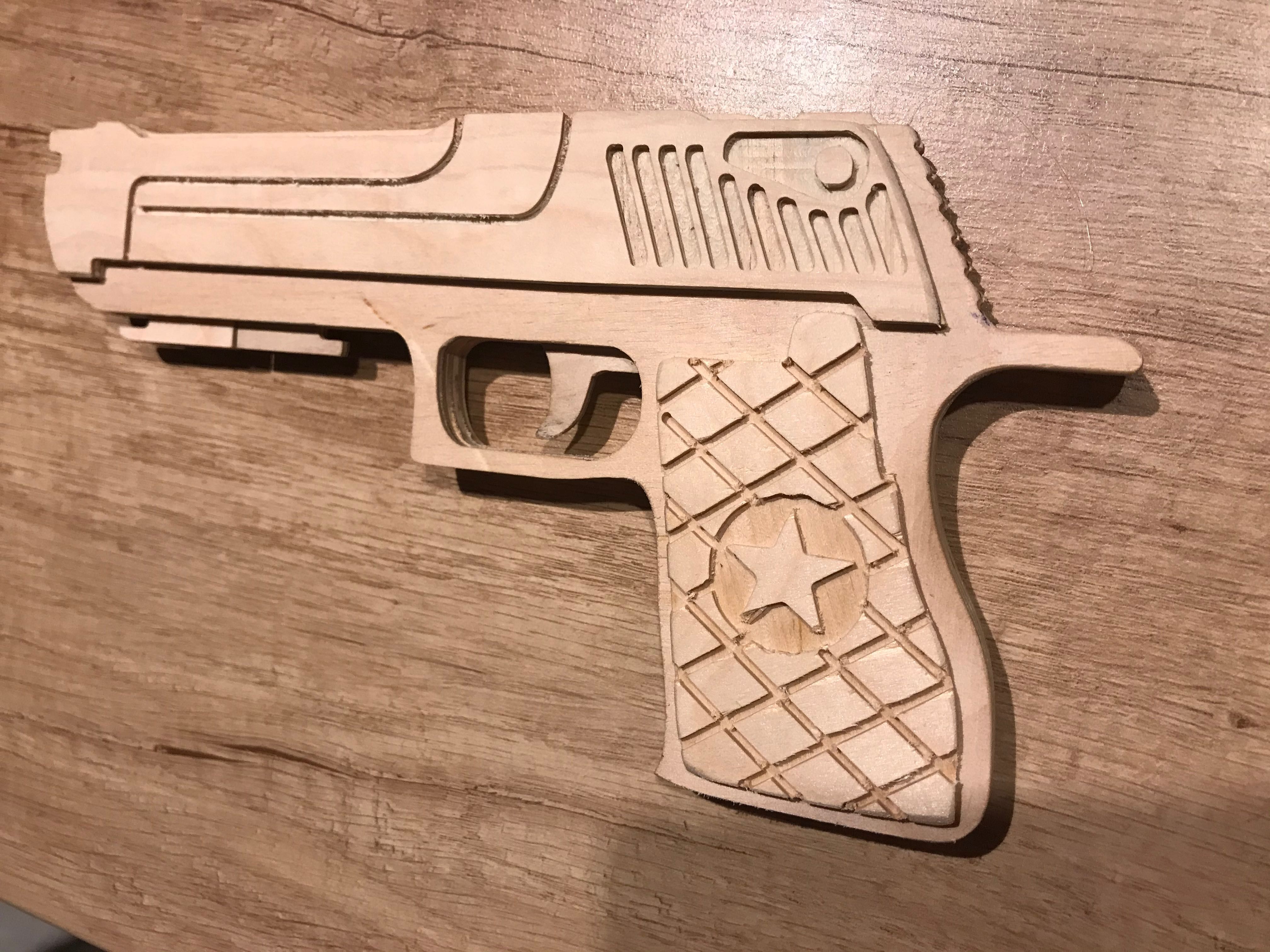 Pistolet drewniany zabawka na gumki recepturki