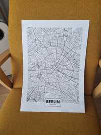 Nowy plakat A3! Czarno-biały mapa Berlina industrialny