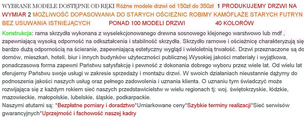 DRZWI modułowe wewnętrzne DUŻY wybór 380ZŁ  KAMUFLAŻ starych futryn