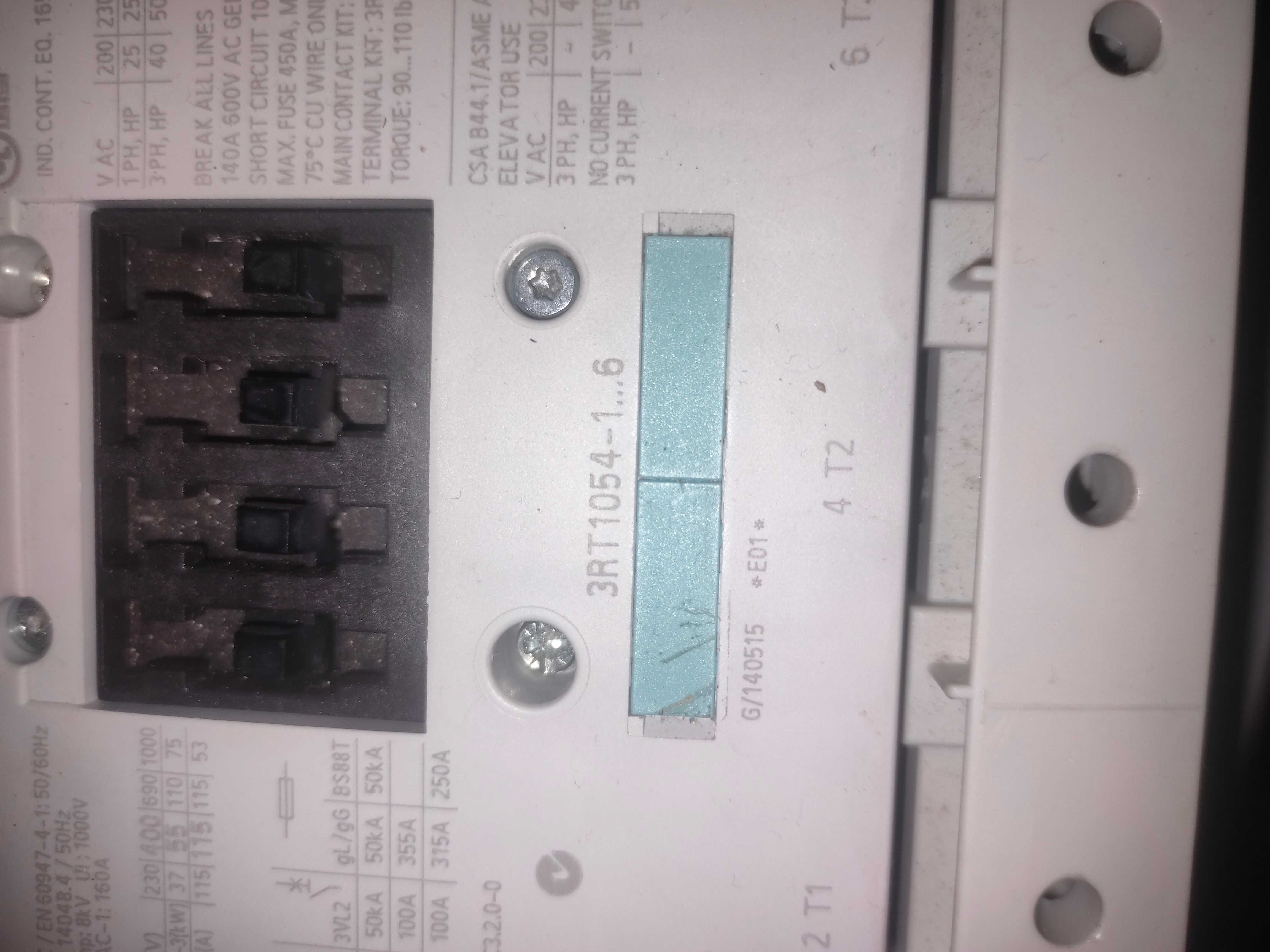 Siemens Sirius stycznik mocy AC-3 115A 55kW 3RT1054