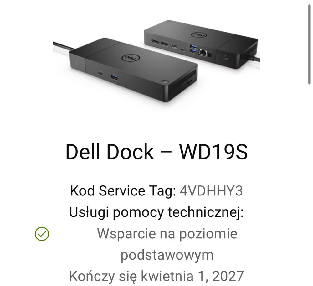 Stacja dokujaca dell WD19S Gwarancja Zasilacz 130W