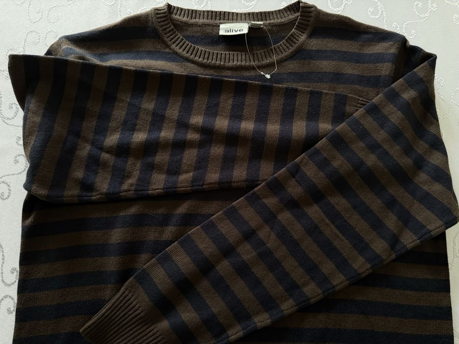 Sweter Męski w Paski Styl Klasyczny Elegancki XS , 164