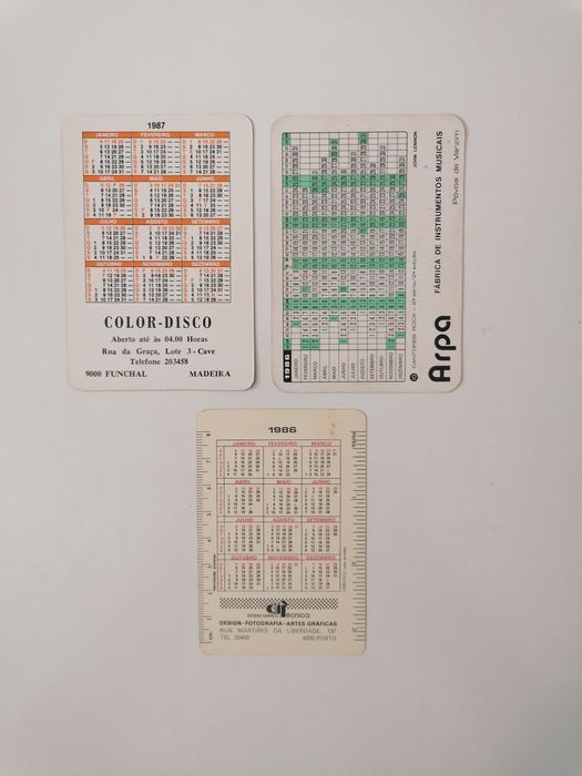 Conjunto de 3 calendários de 1986 e 87 do músico John Lennon