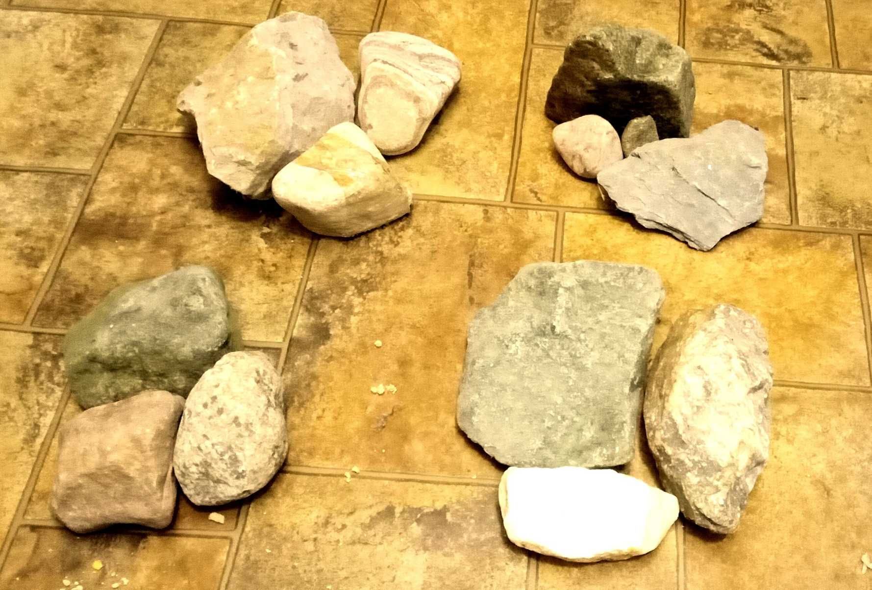 Kamienie otoczak, piaskowiec ,skałki do akwarium  zestaw 3 szt