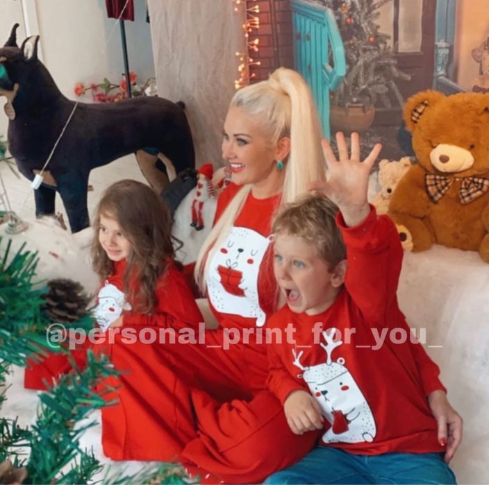 Новоричні Різдв‘яні фемелі лук Новогодние футболки свитера family look
